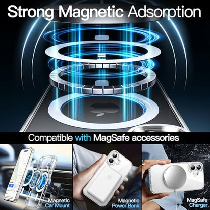 JETech Magnetic Case for iPhone 16 6.1-Inch Compatible with MagSafe, Shockproof Phone Bumper Cover, Anti-Scratch Clear Back (Clear) - color: Clear, size: iPhone 16