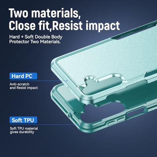 Phone Case for Samsung Galaxy A17 5G Case, Samsung A17 5G Case with Tempered Glass Screen Protector, Soft TPU Hard Back Double Layer Phone Cover (Mint) - color: Mint