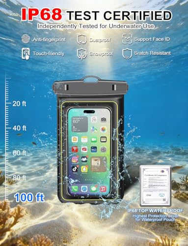 Famoby 4 Pack IP68 Waterproof Phone Pouch (2 Pack Floating and 2 Pack Sinking Waterproof Phone Pouch) Adjustable Neck Lanyard Dry Bag for Apple iPhone,Samsung,and up to 8.5" Black,White - color: Multicolor,H,White,Black,Floating,Sinking