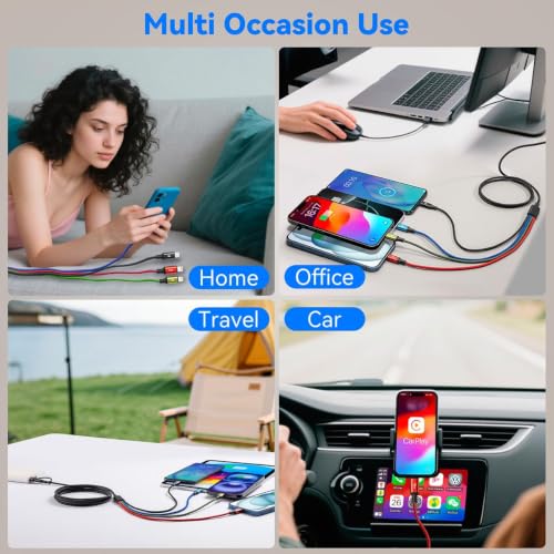 Minlu 6 in 1 Multi Charging Cable, USB A/USB C Charger Cable, 2 Pack 6Ft - size: 6 ft