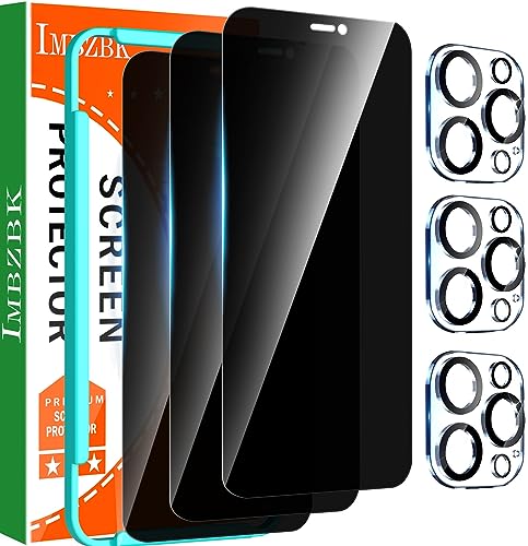IMBZBK 3 Pack Privacy Screen Protector for iPhone 12 Pro Max,Tempered Glass - size: iPhone 12 Pro Max 6.7 inch