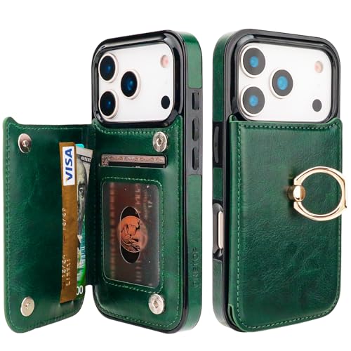 ONETOP for iPhone 18/17 Pro Wallet Case with Credit Card Holder,Green - color: Green