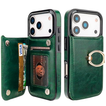 ONETOP for iPhone 18/17 Pro Wallet Case with Credit Card Holder,Green - color: Green