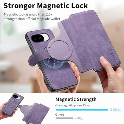 2 in 1 Detachable Wallet Case for Google Pixel 10a CMG Purple | PU Leather Magnetic Flip Folio Case with RFID Blocking Card Holder, Credit Card Slots Kickstand, Shockproof Protective Cover - color: Purple, size: Google Pixel 10a
