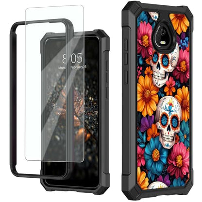 for Schok Volt Sv67q Sv67332 Case with Screen Protector, Military Grade Drop Protection, Dual Layer Hybrid Shockproof Protection TPU Phone Case for Schok Volt Sv67q, Sugar Skulls - color: Sugar Skulls