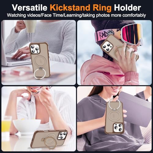 SKYLMW Compatible with iPhone 16 Pro Max Case with Stand,Desert Brown | iPhone 16 Pro Max Phone Case 6.9",Magnetic Ring Stand,Compatible with MagSafe,Military-Grade Protection,Great Grip Feeling - color: Desert Brown, size: Iphone 16 Pro Max