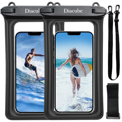 2-Pack Waterproof Phone Pouch, Universal IPX8 Floating Waterproof Case with Adjustable Lanyard for All Phones [Up to 8.3"] Beach, Waterpark & Travel Essentials - Black - color: Black