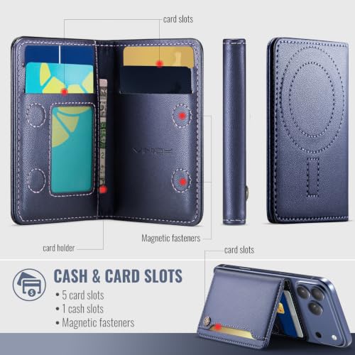 Vinich for MagSafe Wallet Magnetic RFID Blocking Card Holder, Dark Blue - color: Luxury Fashion Blue