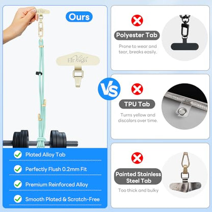 Adjustable Anti-Theft Phone Lanyard Neck & Crossbody Strap with 0.2mm Metal Tab & Comfort-Fit 8mm Rope (Blue) - color: Blue