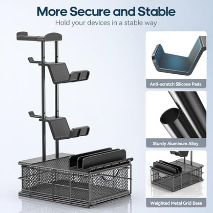 KDD Headphone Stand with Drawer - Headset, Controller Holder for Desk & Headset Stand with Phone Holder