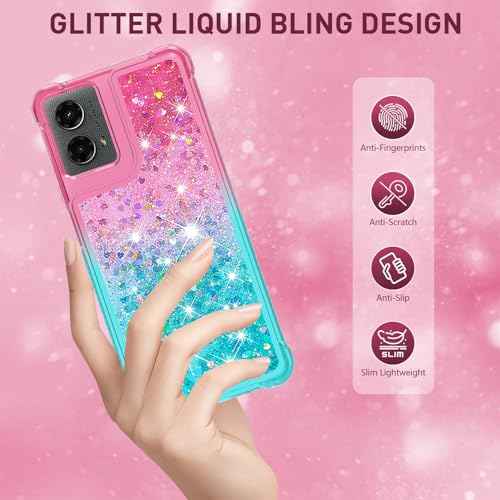 for Moto G Play 2024 Case with Screen Protector, Pink Blue - color: Pink and Blue