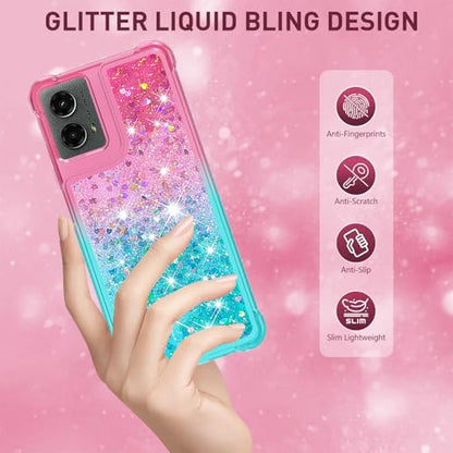 for Moto G Play 2024 Case with Screen Protector, Pink Blue - color: Pink and Blue