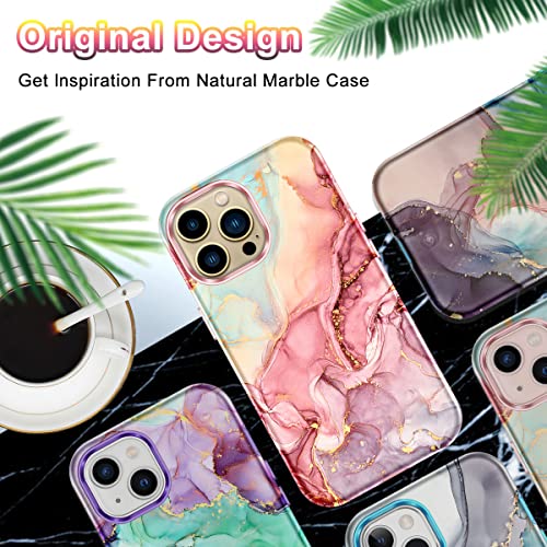 Btscase Compatible with iPhone 13 Pro Max Case 6.7 Inch 2021,Marble Pattern 3 in 1 Heavy Duty Shockproof Full Body Rugged Hard PC+Soft Silicone Drop Protective Women Girl Phone Cases, Rose Gold - color: A-Rose Gold, size: iPhone 13 Pro Max