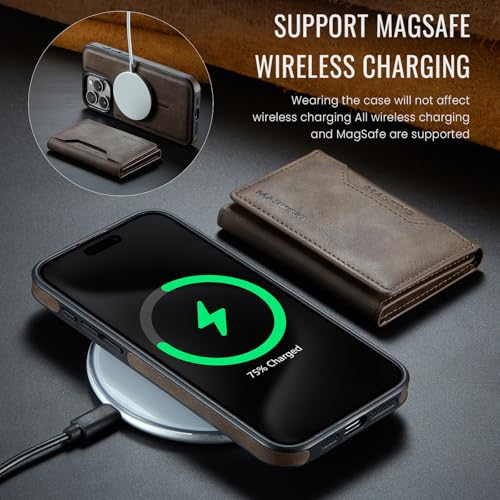 K2 2 in 1 Detachable Magnetic Phone Cases Compatible with iPhone 16 Pro Max Case with Card Holder RFID Blocking, Compatible with Magsafe Wallet, Leather 6.9'' (Coffee, iPhone 14 Pro Max) - color: Coffee, size: iPhone 14 Pro Max
