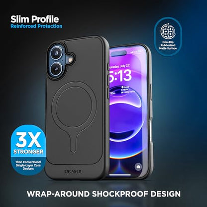 Encased Thin Armor for iPhone 17 Case with Belt Clip Holster | Slim Flexible TPU Cover (Compatible with MagSafe) Black - size: iPhone 17