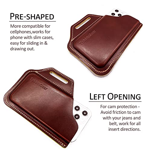 TobbinGear Leather Belt Phone Pouch, Leather Cell Phone Holster, Universal Phone Case with Belt Loops, for Men and Women Large Coffee - color: Loops - Coffee, size: L - Right Handed
