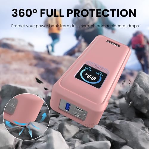 for Anker Prime Power Bank 26,250Mah 300W Case Cover | Soft Silicone Shockproof Protective Case for Anker 300W Prime Power Bank with Anti-Lost Strap, LCD Display Visible, Pink - color: Pink