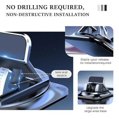 360 Degree Rotation Dashboard Phone Holder for Car, Car Phone Mount, Non-Slip Dashboard Navigation Bracket with One-Hand Operation, Automotive Dash Cell Phones Mount for Most Vehicles