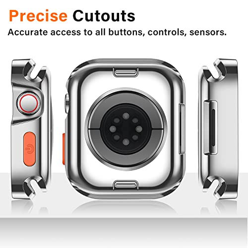 Amizee Rugged Case Compatible with Apple Watch Case Series 9/8/7 41mm SE 3/2/1 Series 6/5/4 40mm, Soft TPU Shockproof Bumper Drop Proof Protective Cover Compatible with iWatch - Plating Silver - color: Plating Silver, size: 40mm/41mm