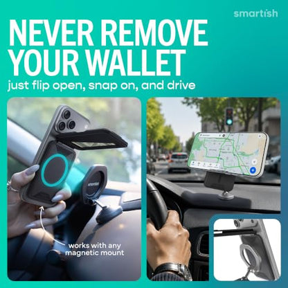 Smartish MagSafe Wallet, Side Hustle Flip, Card Holder, Grip & Stand, Black - color: Black Tie Affair, size: Flip - Grip & Kickstand