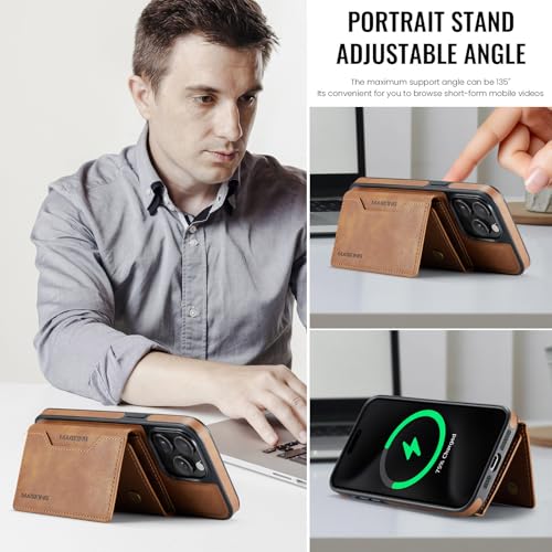 K2 2 in 1 Detachable Magnetic Phone Cases Compatible with iPhone 16 Pro Max Case with Card Holder RFID Blocking, Compatible with Magsafe Wallet, Leather 6.9'' (Brown, iPhone 14 Pro Max) - color: Brown, size: iPhone 14 Pro Max