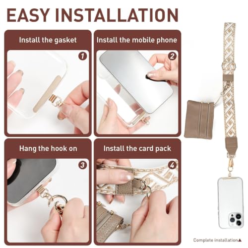 MOLOPPO Detachable Phone Lanyards Crossbody Strap for iPhone for Android - color: Brown