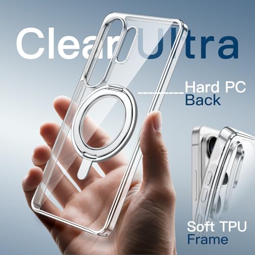 JETech 360° Rotatable Ring Stand Case for Samsung Galaxy S26 Ultra, Clear | Compatible with MagSafe, Clear Back, Stand & Ring Holder, Shockproof Protection - color: Clear, size: Galaxy S26 Ultra