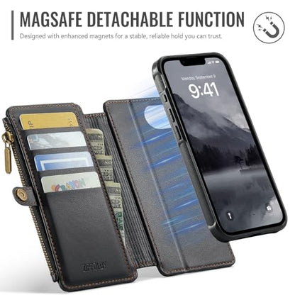 for iPhone 17E - Phone Case Wallet Magnetic Detachable, Black - color: Black, size: iPhone 17e