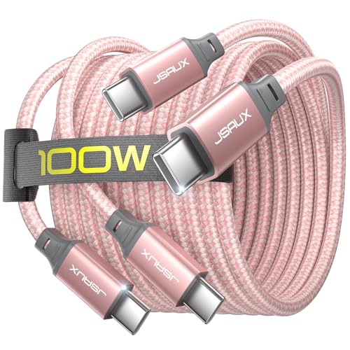 JSAUX 100W USB C to USB C Cable [2-Pack 6.6FT], PD Fast Charging, Pink - color: Pink, size: 6.6ft+6.6ft