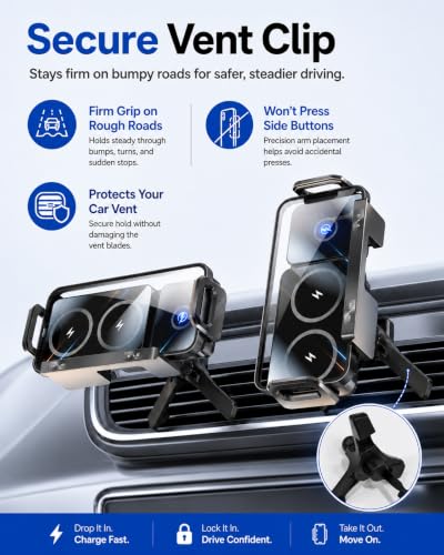 WINNES Wireless Car Charger Mount for Samsung Galaxy Z Fold 8 Ultra 7 6 5 4