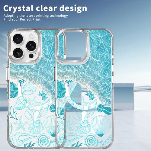 VisEnt Clear Case for iPhone 16 ProMax, Magnetic Phone Case, Transparent Slim Cover, Military Grade Protection, Shockproof, Anti-Yellowing, Scratch Resistant, Ocean Wave Shell - color: Ocean Wave Shell, size: Iphone 16 Pro Max