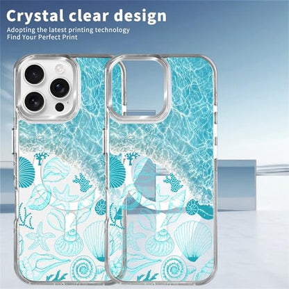 VisEnt Clear Case for iPhone 16 ProMax, Magnetic Phone Case, Transparent Slim Cover, Military Grade Protection, Shockproof, Anti-Yellowing, Scratch Resistant, Ocean Wave Shell - color: Ocean Wave Shell, size: Iphone 16 Pro Max