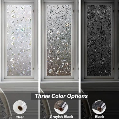 LEMON CLOUD Window Privacy Film, Stained Glass Window Cling, 17.5″ x 78.7″ - color: Grayish Black, size: 17.5 x 78.7 Inch
