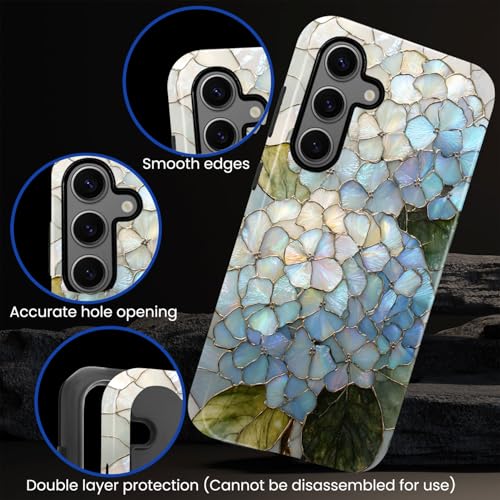 Compatible with Samsung Galaxy S23 FE Case,Glossy Case All-Round Protection Shockproof Anti-Scratches TPU Cover,Cases for Man Woman-Hydrangeas Bush Stained Glass - color: Hydrangeas Bush Stained Glass, size: Galaxy S23 FE
