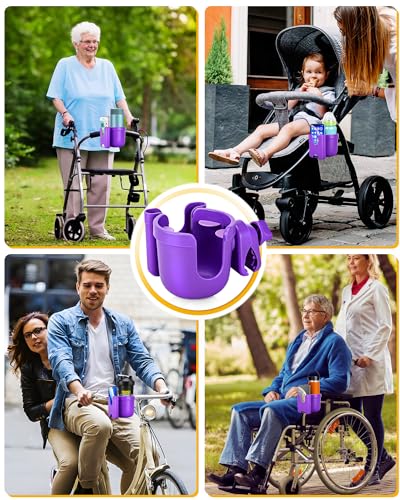 BUNDLEPRO Stroller Cup Holder with Phone Holder, 2-in-1, Purple - color: PURPLE