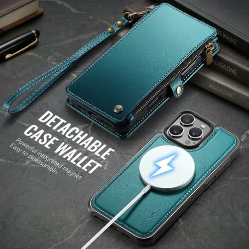 for iPhone 16 Pro Max - Phone Case Wallet Magnetic, Turquoise - color: Turquoise, size: iPhone 16 Pro Max