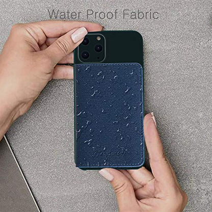 ID Card Holder for Back of Phone Leather Phone Wallet Stick On with Stand Flip Waterproof Leather Adhesive Wallet for Most Cellphones (Navy) - color: Navy