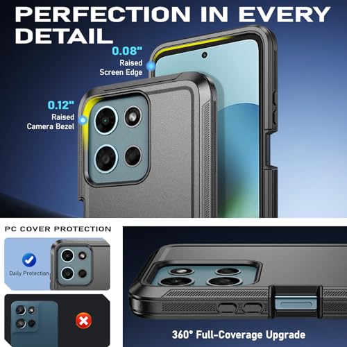 DUEDUE for Motorola G 5G 2026 Case, Moto G Play 2026 Case with Belt Clip Holster Shockproof 3-Layer Heavy Duty Kickstand Cover Protective Rugged Phone Case for Moto G 5G 2026/G Play 2026, Black - size: for Motorola G 5G 2026/Motorola G Play 2026