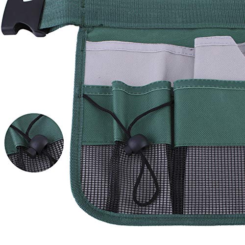 Gardening Tool Waist Bag Belt Heavy Duty Oxford Tool Apron with 7 Pockets of Different Sizes and Depth (Green) - color: Green