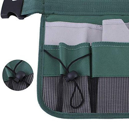 Gardening Tool Waist Bag Belt Heavy Duty Oxford Tool Apron with 7 Pockets of Different Sizes and Depth (Green) - color: Green