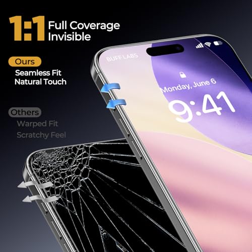 BUFF LABS 2-Pack Screen Protector for iPhone Air [6.5”] Tempered Glass with Auto-Alignment Kit - Bubble-Free, Drop Protection, Easy Installation, Case-Friendly - size: iPhone Air