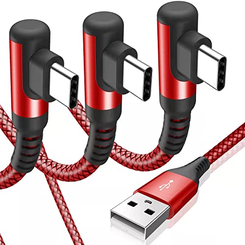 USB to USB C Cable Right Angle [3-Pack 3.3ft 6.6ft 10ft] 3.1A Fast Charging - color: red, size: 3.3ft+6.6ft+10ft