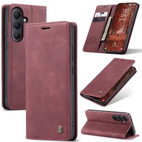 Compatible with Samsung Galaxy S26 Plus Case with Card Holder, Kickstand Protective Flip Folio Leather Wallet Case for Galaxy S26+ Plus 5G 6.7 inch (Wine Red) - color: Wine Red, size: S26 Plus 6.7 Inch