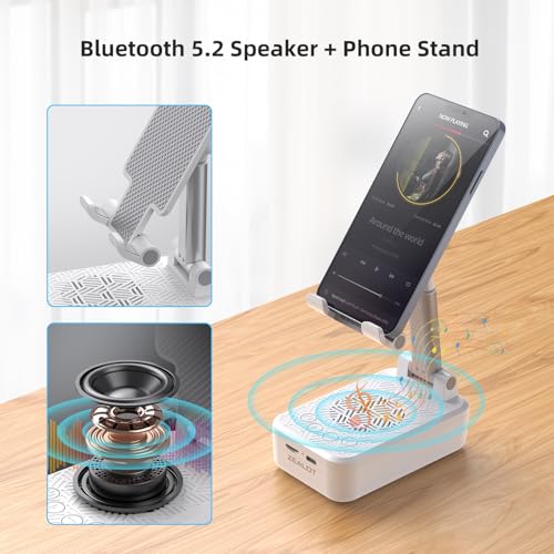 ZEALOT Cell Phone Stand with Wireless Bluetooth Speaker, Phone Holder and Wireless Induction Speaker Amplifier Dock,Gifts for Women Men Dad Mom Him Her-White - color: White