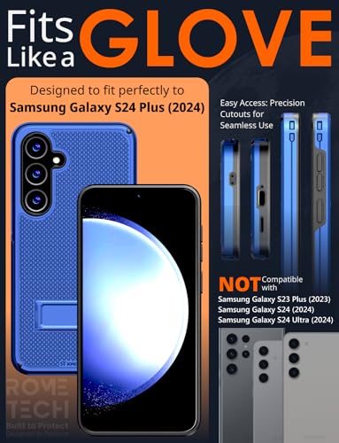 Designed for Samsung Galaxy S24 Plus Case with Belt Clip Holster | Rugged Cover with Strong Magnet & Kickstand Heavy Duty Combo - Navy Blue - color: Navy Blue, style: Galaxy S24 Plus