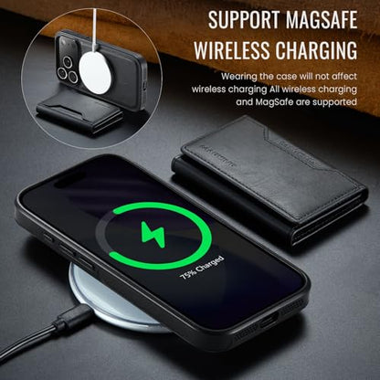 K2 2 in 1 Detachable Magnetic Phone Cases Compatible with iPhone 17 Pro Case with Card Holder RFID Blocking, Compatible with Magsafe Wallet, Leather 6.3'' (Black, iPhone 17 Pro) - color: Black, size: iPhone 17 Pro