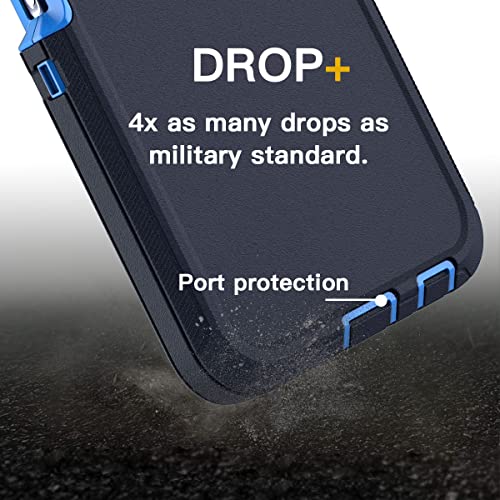 AICase for Galaxy A03S Case,Heavy Duty Drop Protection Full Body Rugged Shockproof/Dust Proof Military Protective Tough Durable Phone Cover for Samsung Galaxy A03S(US Version) - color: Navy Blue with Belt Clip