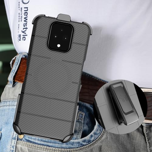 Case and Holster Combo for Sonim XP Pro 5G Phone - Carbon Fiber Design | Compatible with MagSafe, Magnetic, Rugged Cover, Enhanced Grip, with Belt Clip Holder, Ratchet Rotation - color: Carbon Fiber