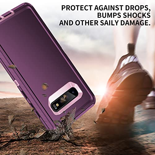 for Galaxy S10 Case,[Without Screen Protector] Heavy Duty Shockproof Dust/Drop Poof 3 Layers Full Bady Protection Rugged Cover Case for Galaxy S10,Purple/Pink - color: Purple/ Pink
