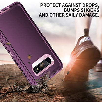 for Galaxy S10 Case,[Without Screen Protector] Heavy Duty Shockproof Dust/Drop Poof 3 Layers Full Bady Protection Rugged Cover Case for Galaxy S10,Purple/Pink - color: Purple/ Pink